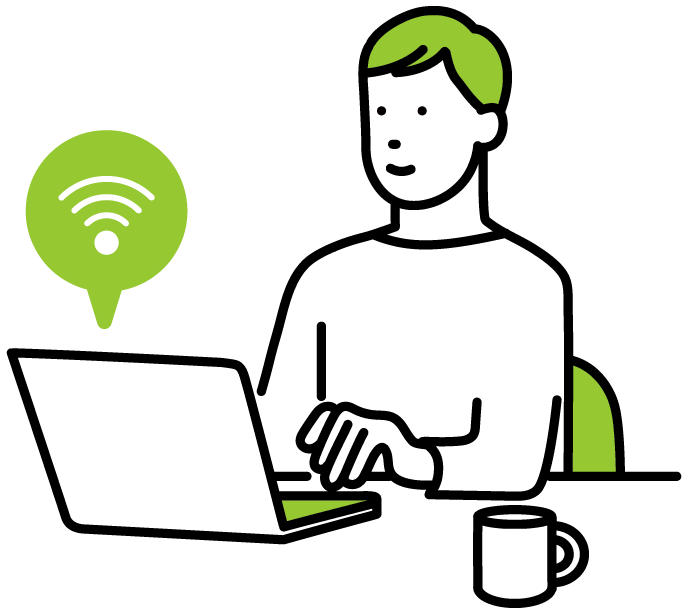 wifiを使う男性